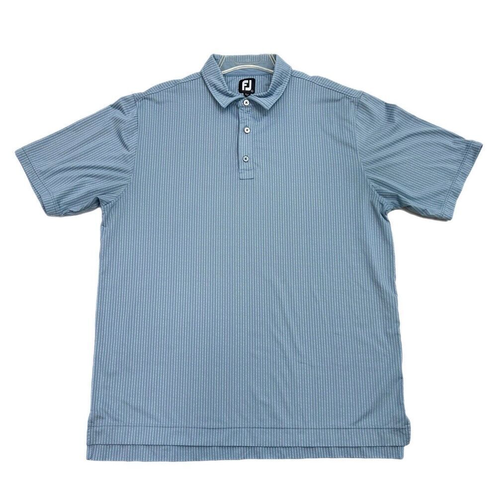 FootJoy FJ Golf Polo Shirt Mens XL Short Sleeve Blue Geometric Print Performance